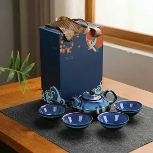 Set da tè in ceramica 5 pezzi con teiera e tazze