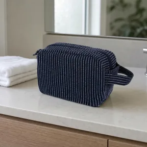Grande trousse cosmetica a righe per articoli da toilette