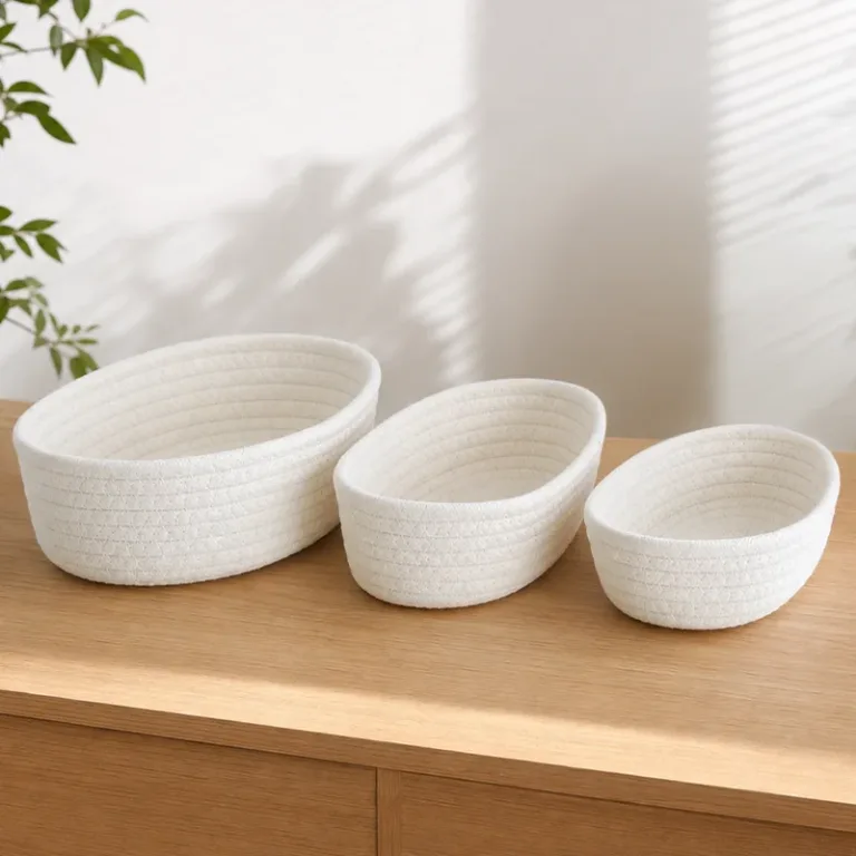 cotton rope storage basket, cotton rope basket, woven rope basket