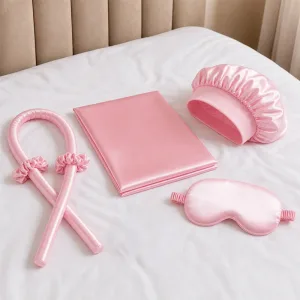 Set da 6 pezzi per dormire con cuffia per capelli, bacchetta arricciacapelli, federa setosa e maschera per gli occhi