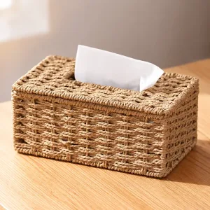 Scatola porta fazzoletti intrecciata con copertura portatovaglioli