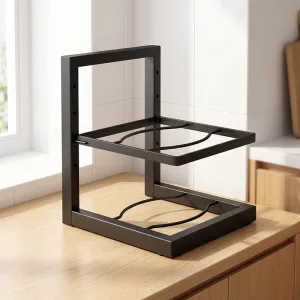 Ripiano organizer in acciaio per pentole da cucina, scaffale portaoggetti in carbonio