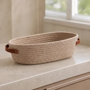 Cestino portaoggetti in corda di cotone per bagno, elegante organizer intrecciato