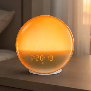 Sveglia con luce naturale all'alba, lampada da comodino USB con radio